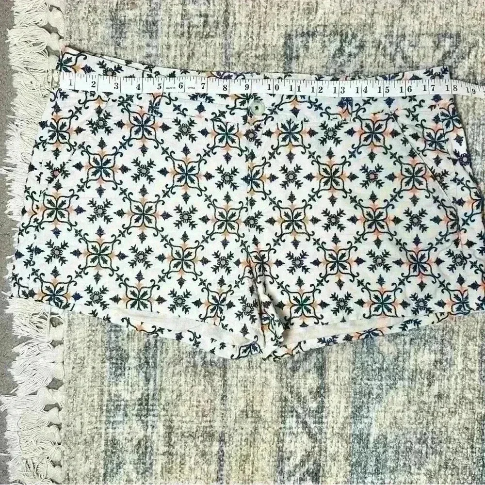 Lucky Brand Women’s Blue and Bright Orange Embroidered Cotton Shorts Size 30